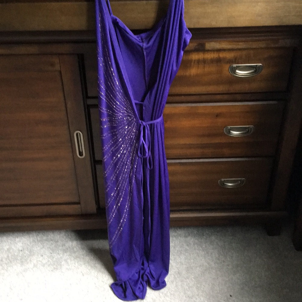 Wraparound dressy purple dress